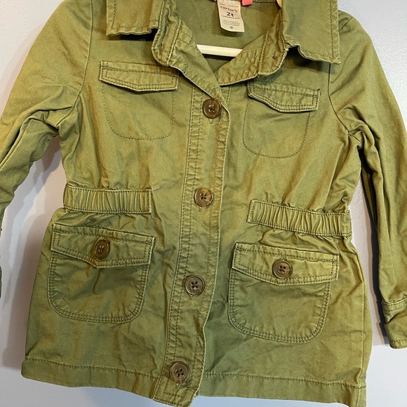 Carter’s Girls Utility Jacket Size 2T Army Green with Pockets and Elastic Waist - Picture 3 of 5